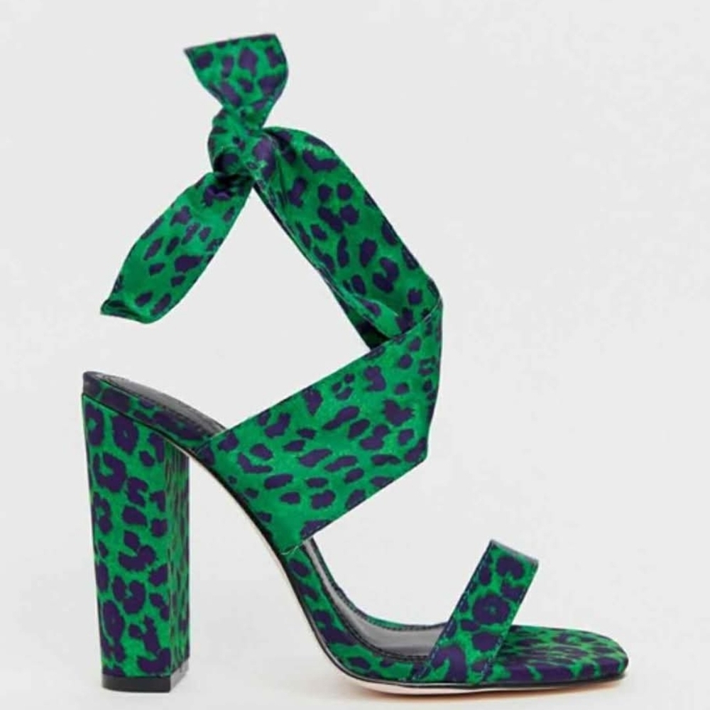 ASOS Green and Purple Leopard Print Heels
